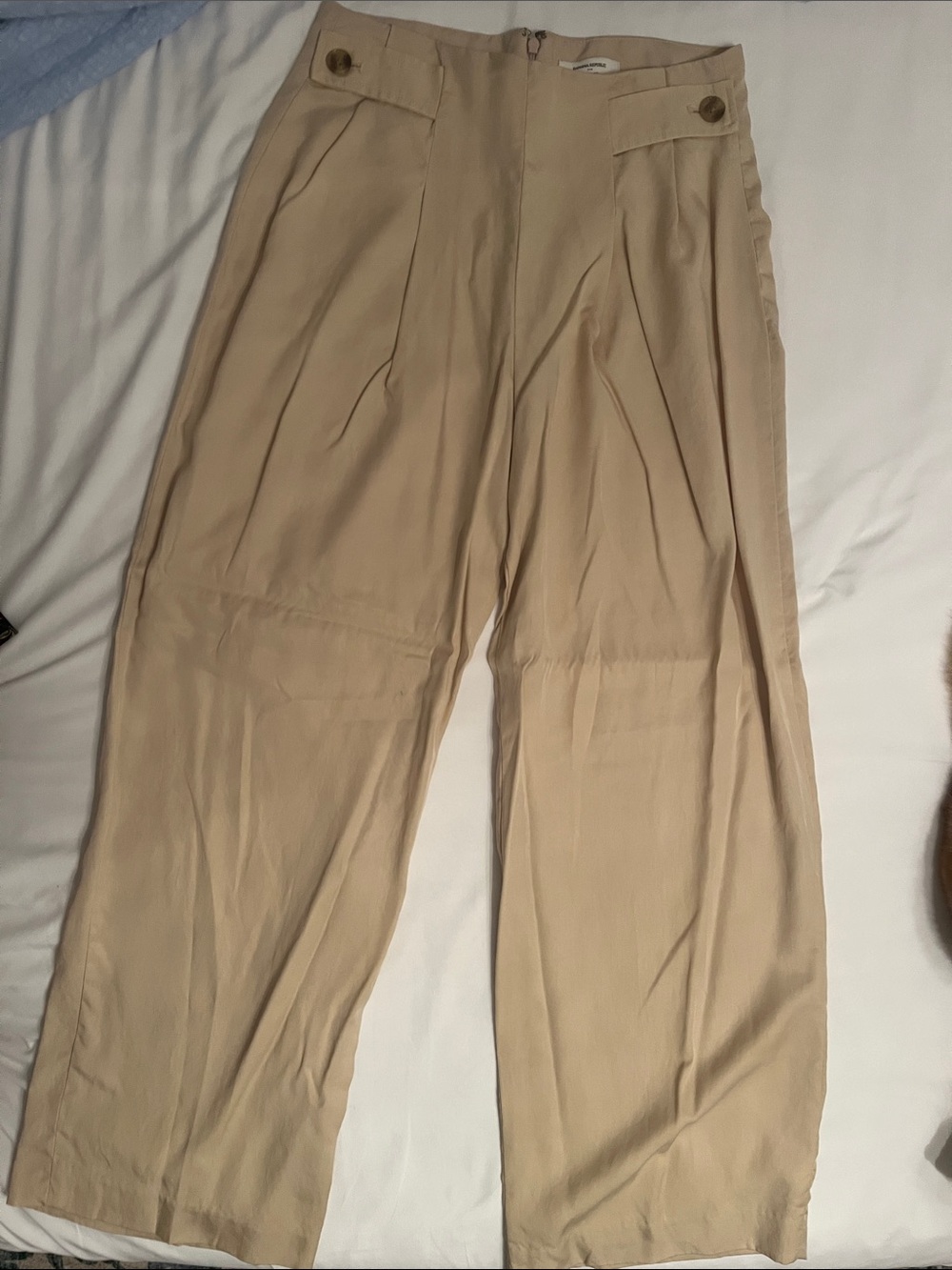 Banana Republic Beige High-Waist Wide-Leg Trousers